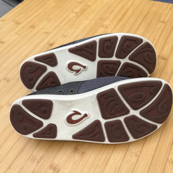 OluKai‎ Men's Nohea Moku Grey sneakers with drop heel grey perforated front 44.5 - Picture 3 of 12